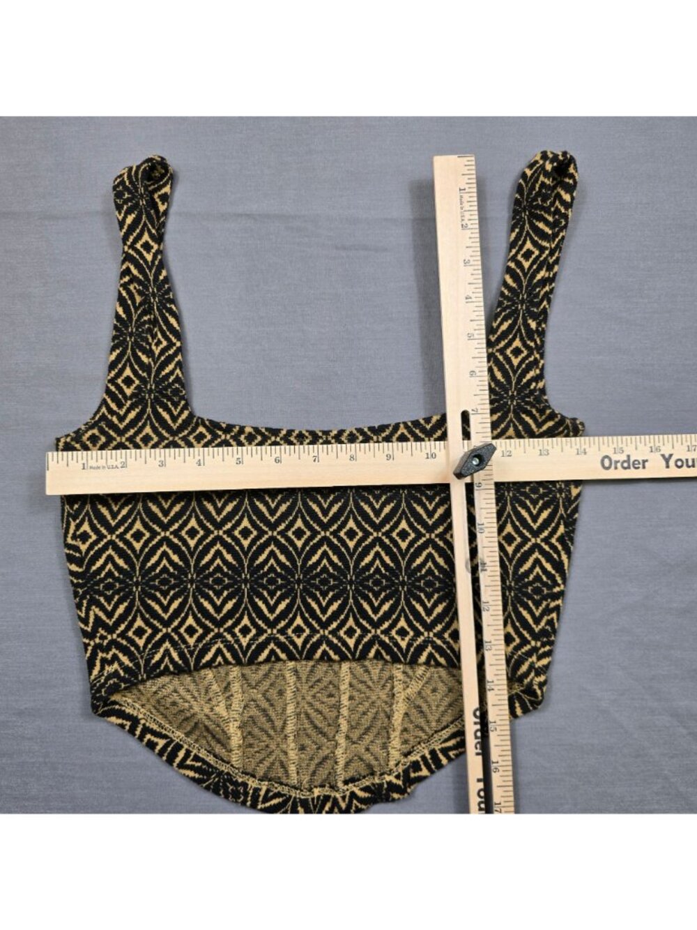 Free People XS Crop Top Black/Beige Pattern Knit Boho Sleeveless Tank Intimately - Picture 4 of 4